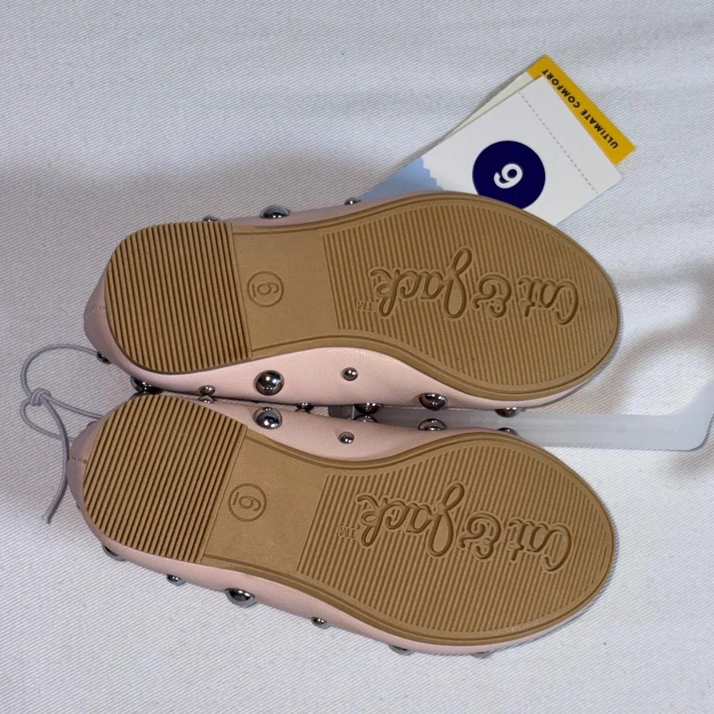 Cat & Jack Ballet Flats 6 Pink New Studded Memory Foam Flexible Outsole